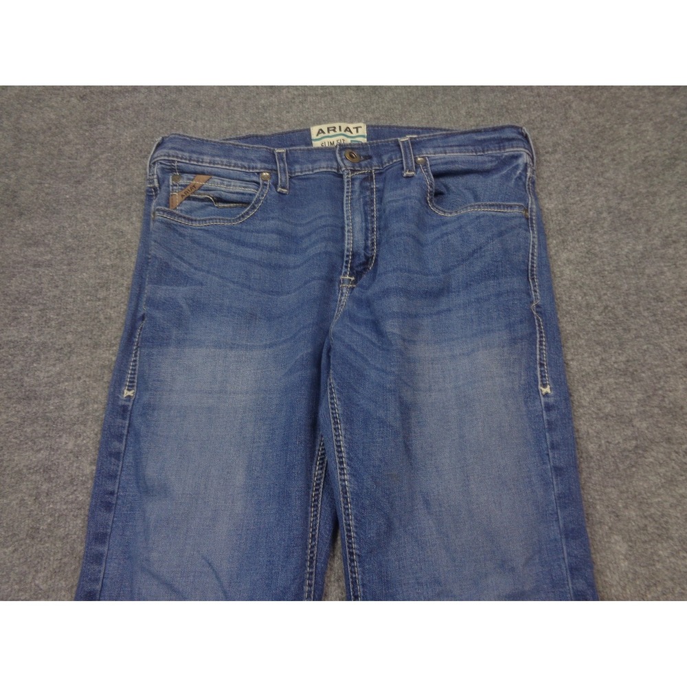 Ariat M7 Slim Fit Straight Leg Jeans Mens 35x35 Blue Denim Casual - Picture 4 of 13